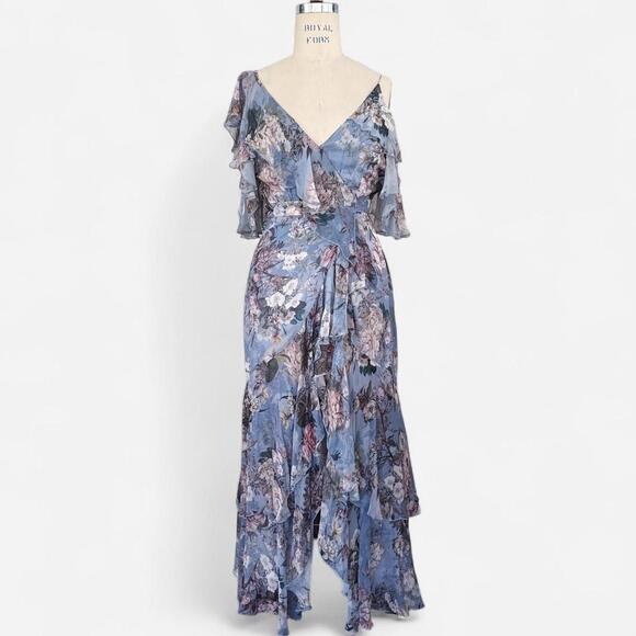 Nicholas Arielle Floral Wrap Maxi Dress in Blue - Picture 2 of 8